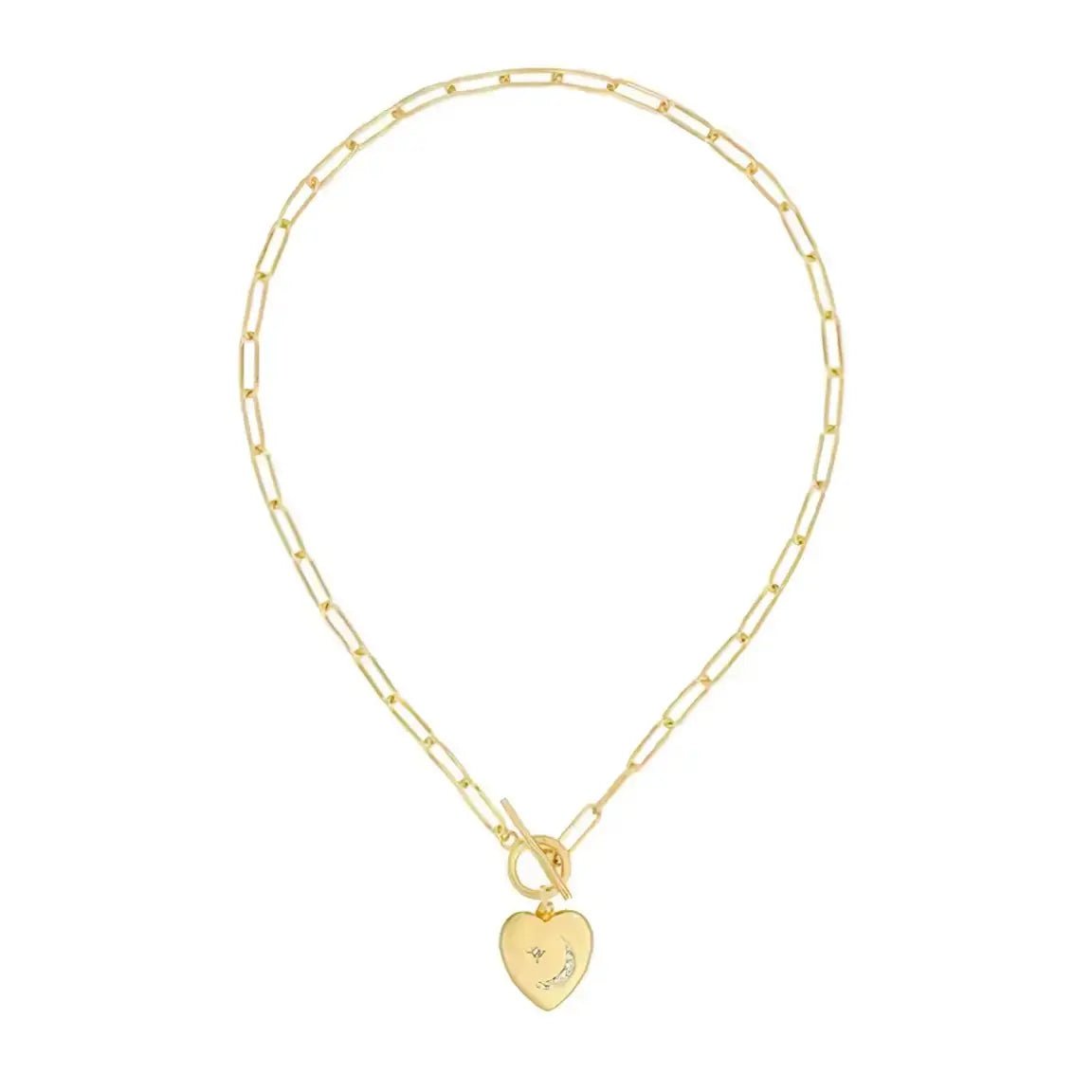 Сребърно колие Сърце с луна и звезда позлатено – by Crystal Pro Jewellery