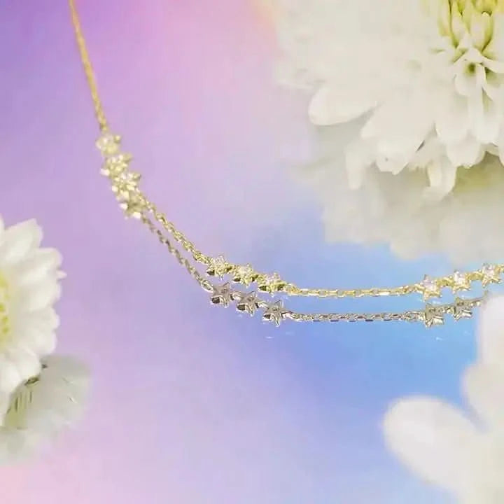 Сребърно колие Звезден блясък 18К покритие от злато – by Crystal Pro Jewellery