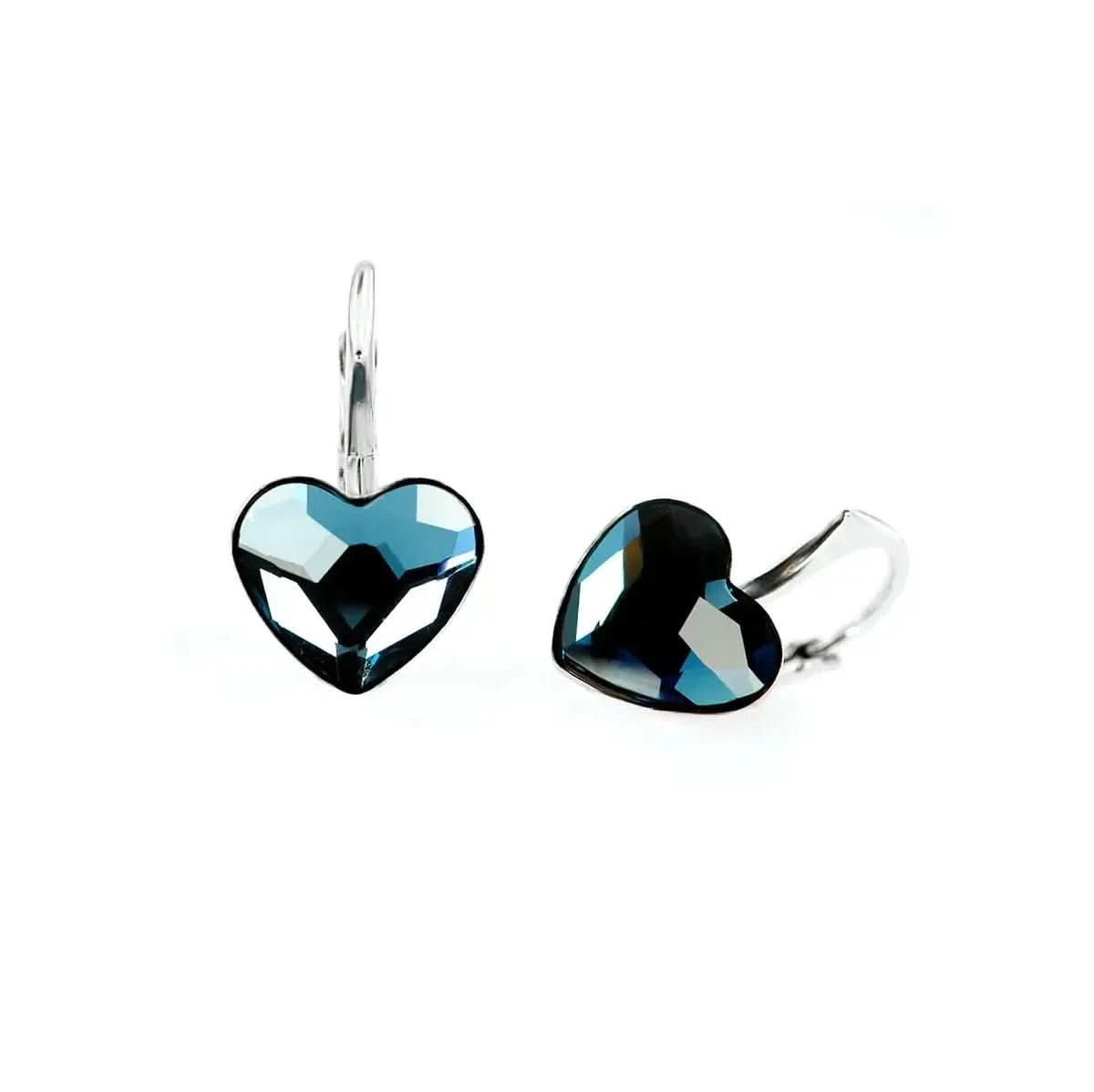 Сърца Midnight Glow Сребърни обици с кристални детайли – by Crystal Pro Jewellery