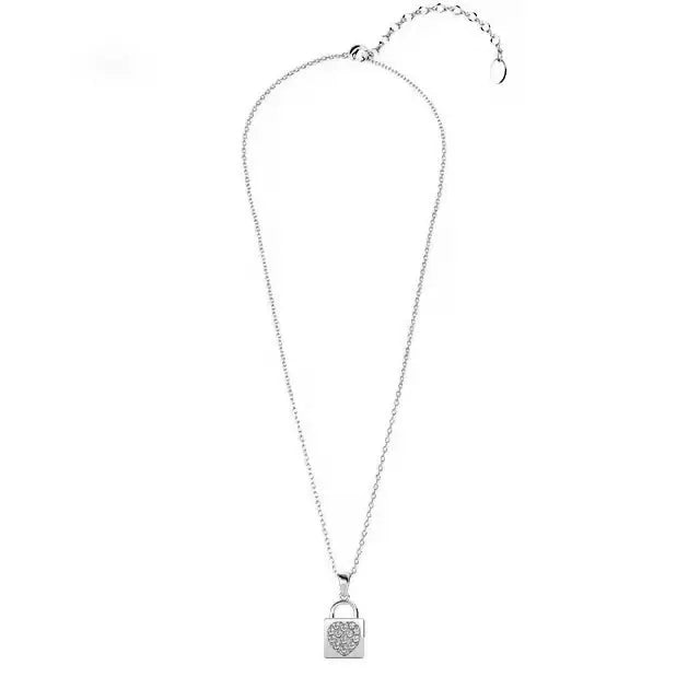 Сърце в катинарче Сребърно колие с искрящи кристали – by Crystal Pro Jewellery