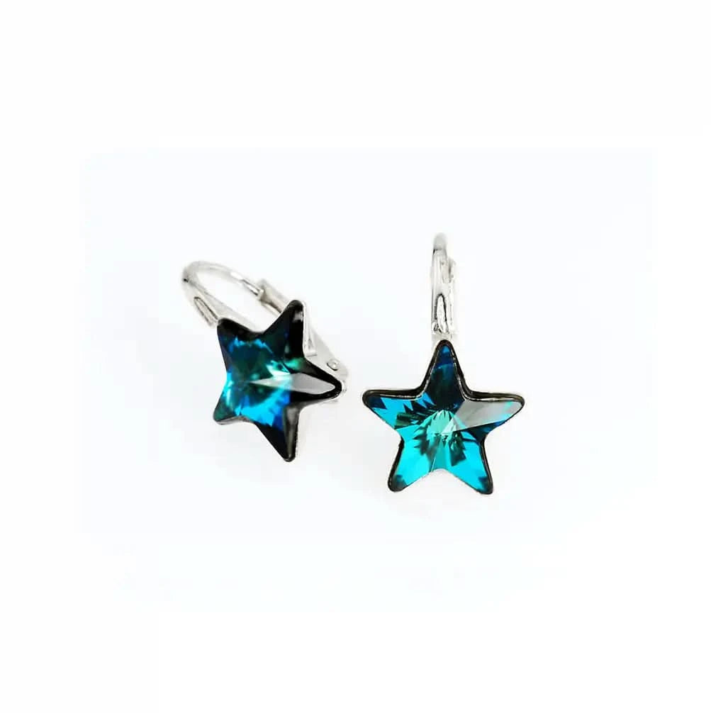 Starlight Glow Silver Earrings with Austrian Crystals in Iridescent Colors
