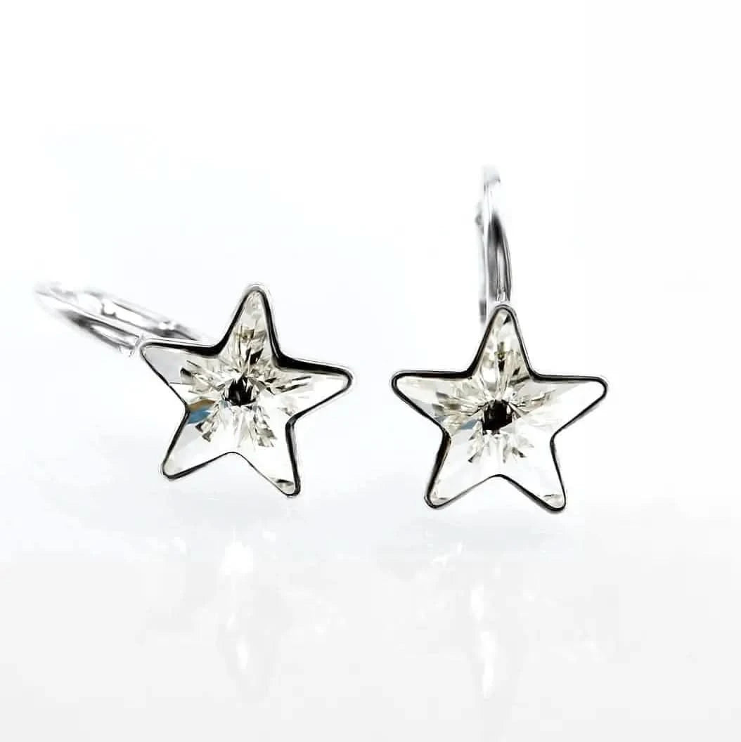 Starlight Glow Silver Earrings with Austrian Crystals in Iridescent Colors