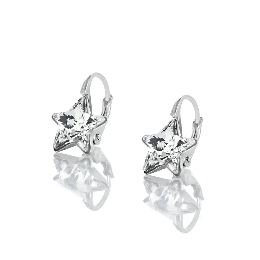 Starlight Glow Silver Earrings with Austrian Crystals in Iridescent Colors