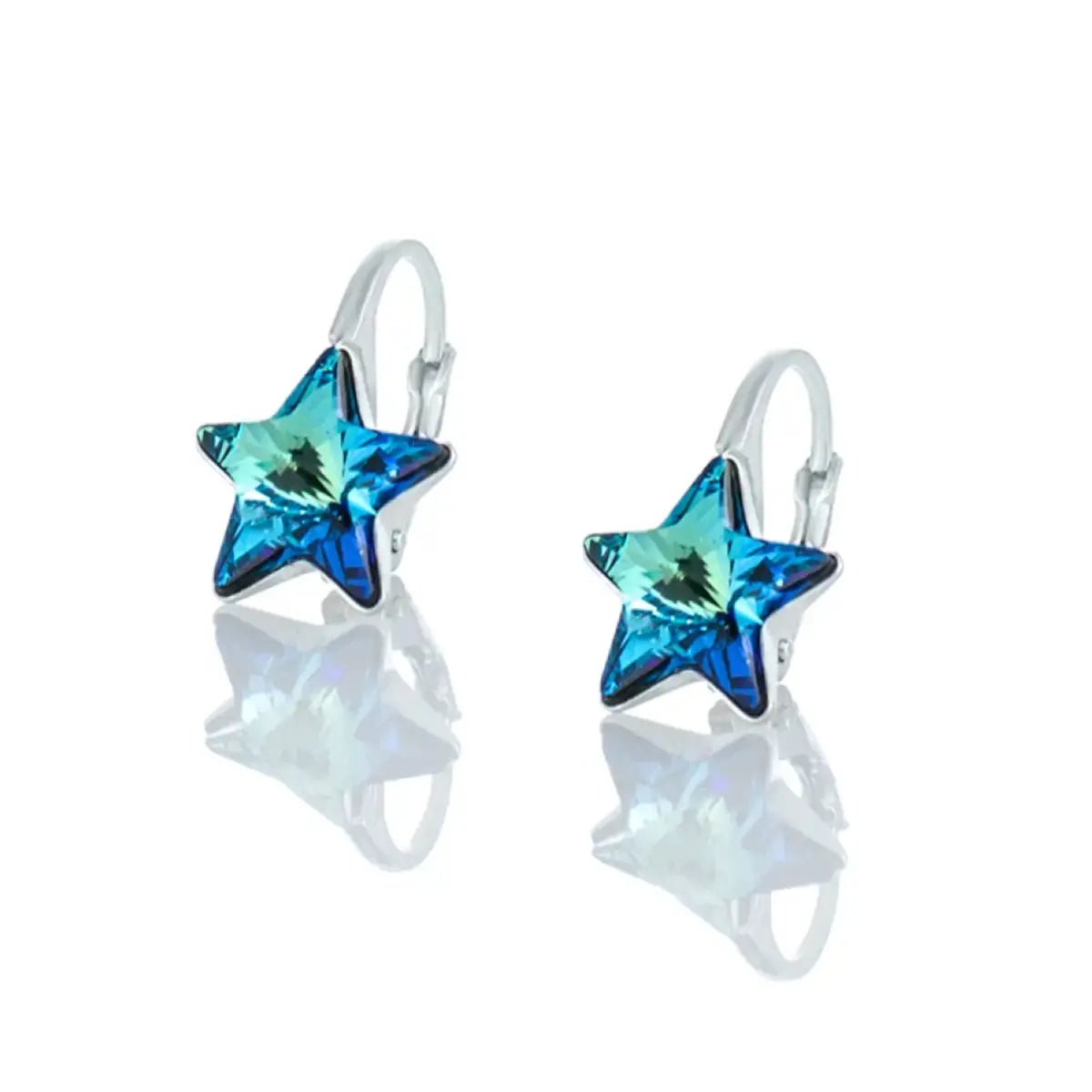 Starlight Glow Сребърни обици с австрийски кристали в преливащи цветове – by Crystal Pro Jewellery