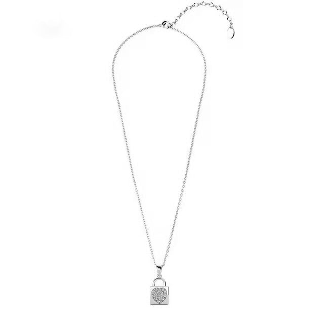 Heart in a padlock Silver necklace with sparkling crystals