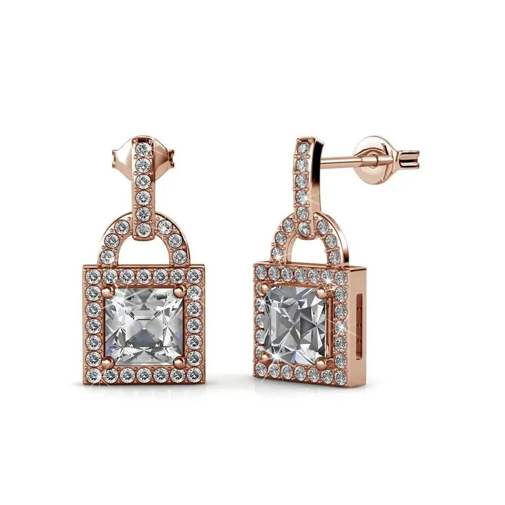 Винтидж обици Катинарче с 18К покритие бяло злато – by Crystal Pro Jewellery
