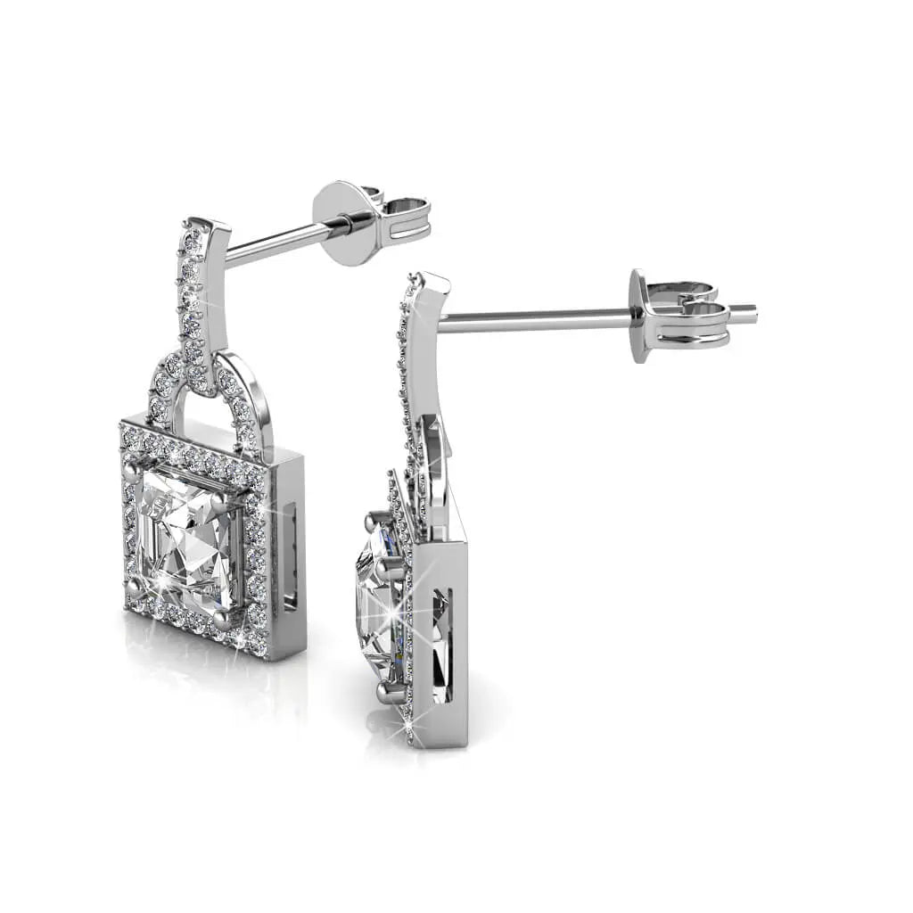 Винтидж обици Катинарче с 18К покритие бяло злато – by Crystal Pro Jewellery