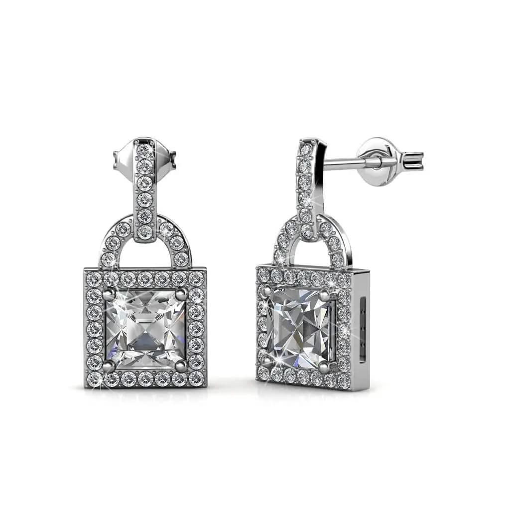 Винтидж обици Катинарче с 18К покритие бяло злато – by Crystal Pro Jewellery