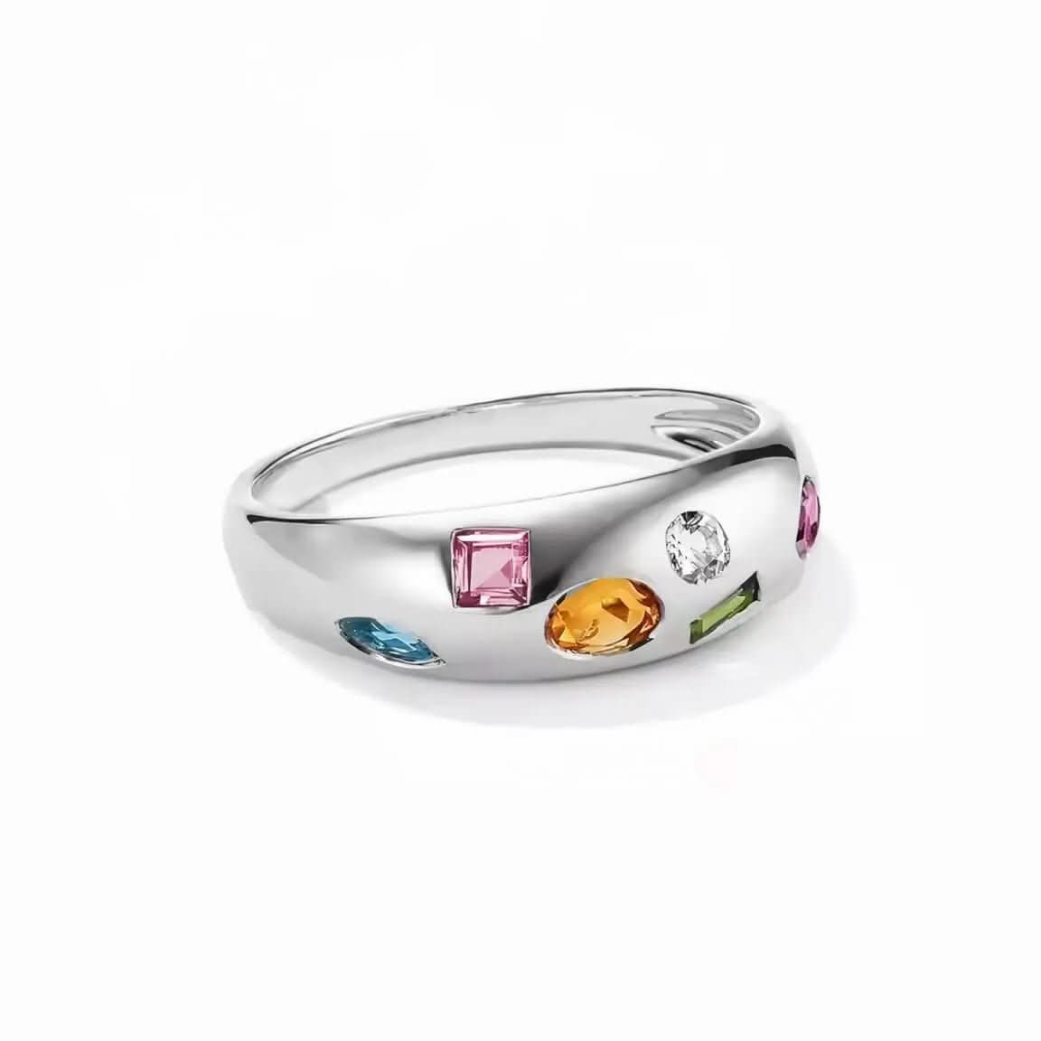 Винтидж сребърен пръстен с многоцветни цирконии – by Crystal Pro Jewellery