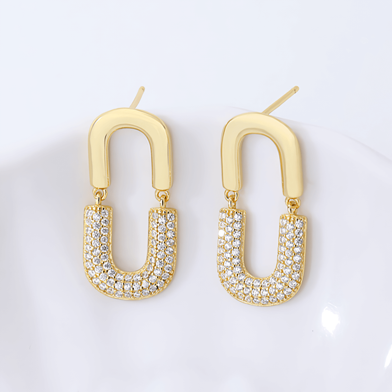 Висящи обици Bold Shine Сребро 925 с 18K Златно покритие и цирконии – by Crystal Pro Jewellery