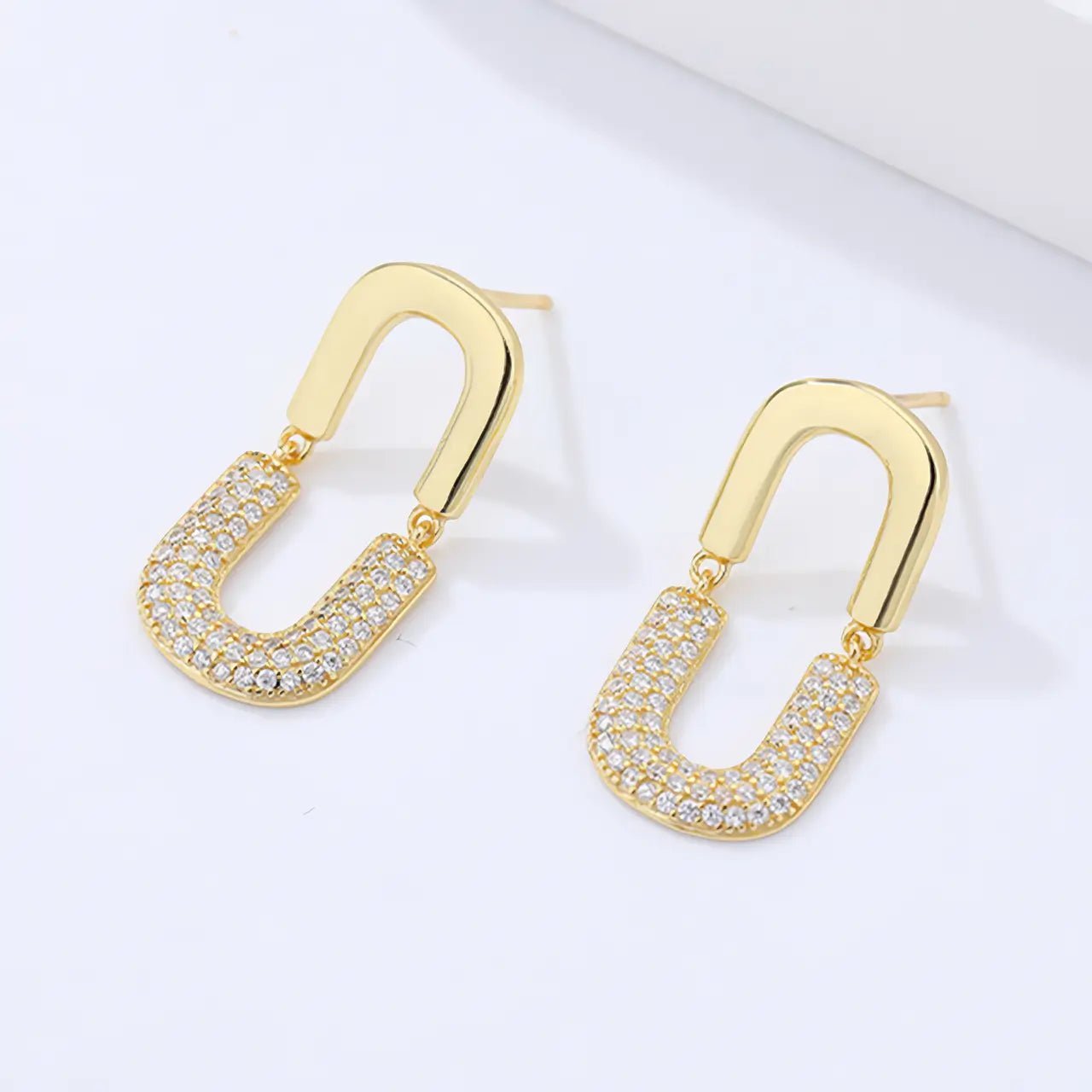 Висящи обици Bold Shine Сребро 925 с 18K Златно покритие и цирконии – by Crystal Pro Jewellery