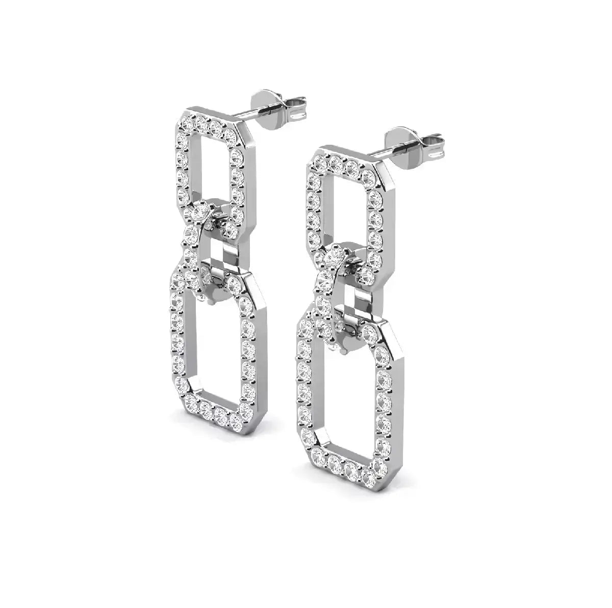 Висящи обици с вградени австрийски кристали 18к покритие от бяло злато – by Crystal Pro Jewellery
