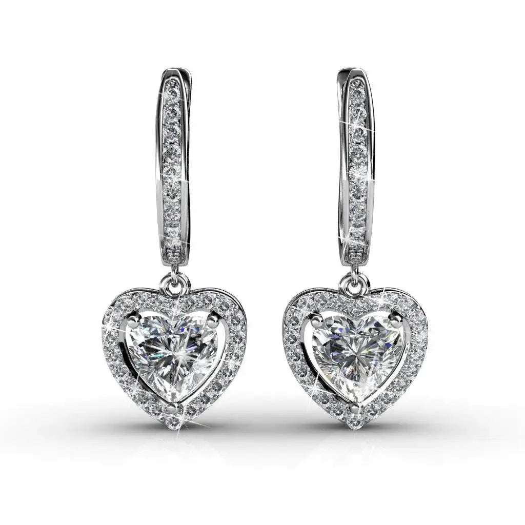 Висящи обици Сърца с 18К покритие розово злато – by Crystal Pro Jewellery