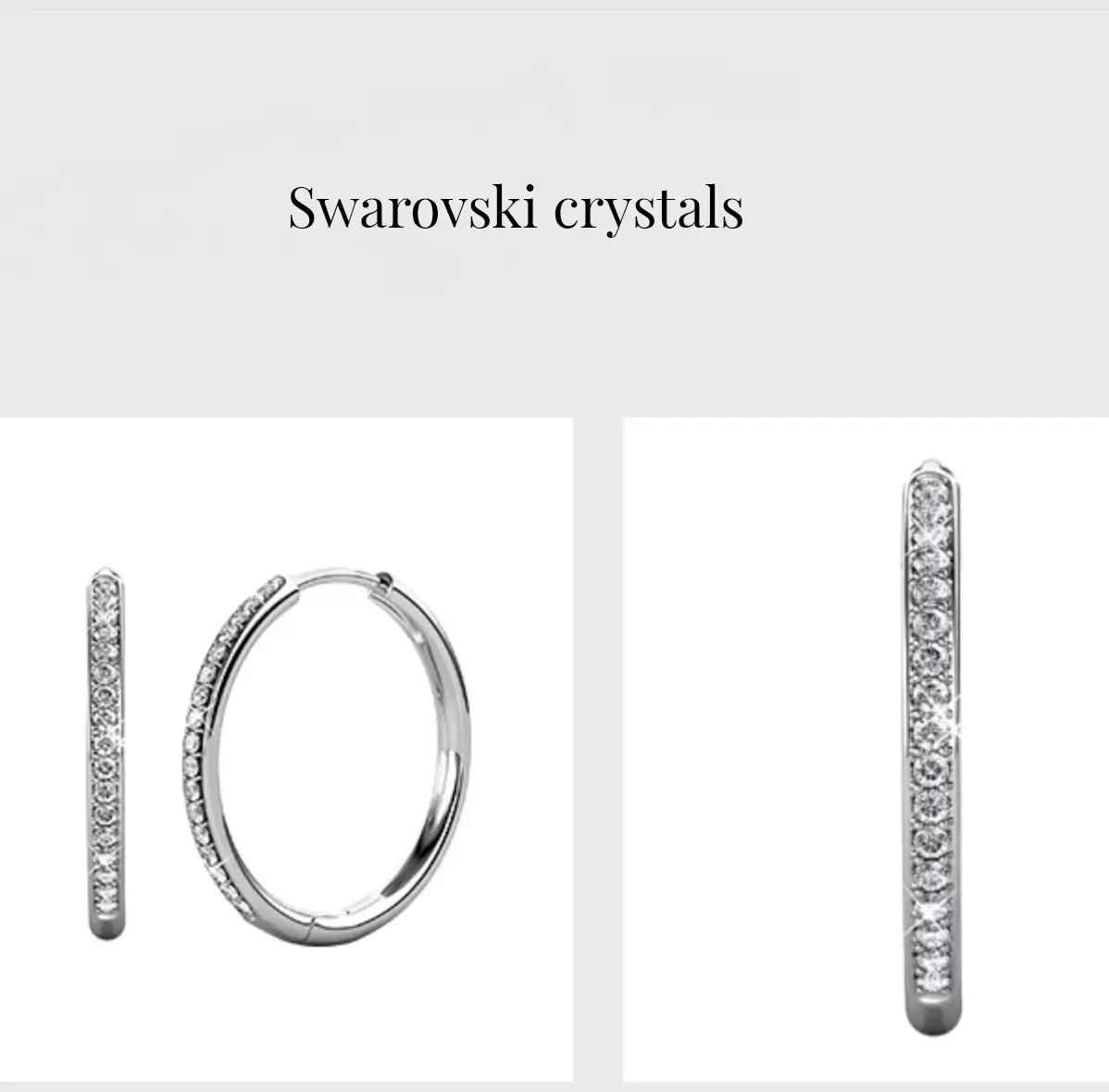 Фини халки с кристален акцент и 18К бяло златно покритие