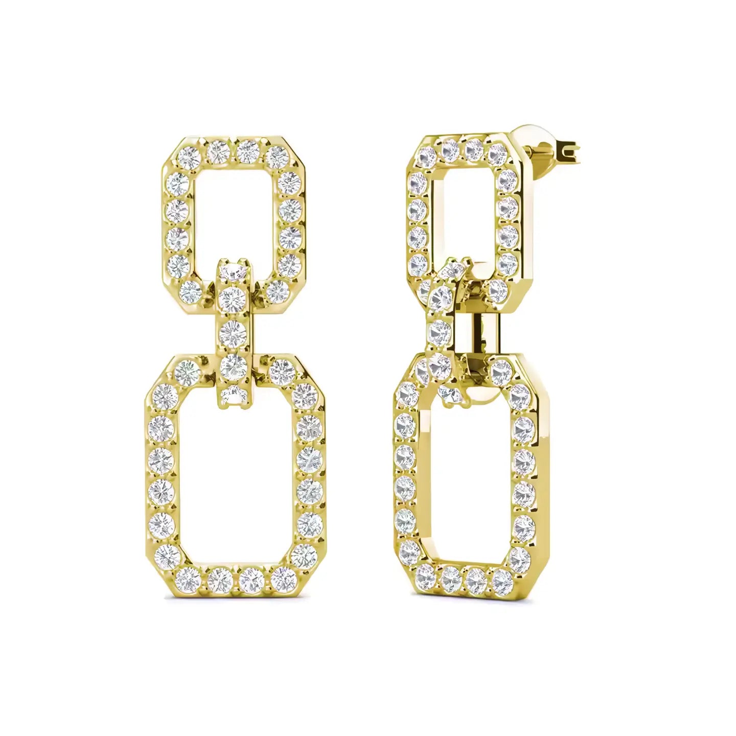 Drop earrings with embedded Austrian crystals 18k white gold plating