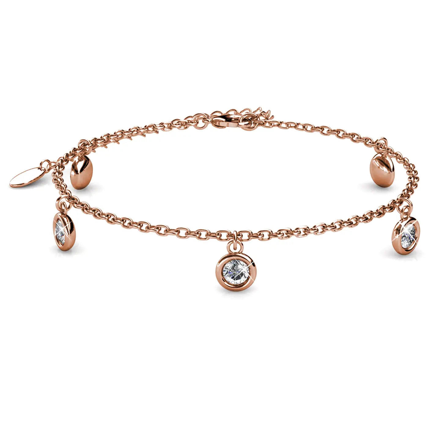 Нежна гривна Charm Glow с 18К покритие розово злато, украсена с малки кръгли кристали Сваровски, фин дизайн