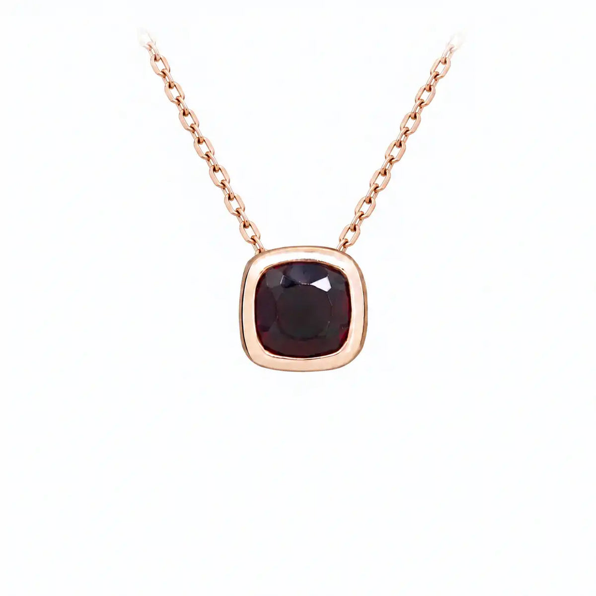 Silver Necklace with Nano Garnet and Rose Gold Plating