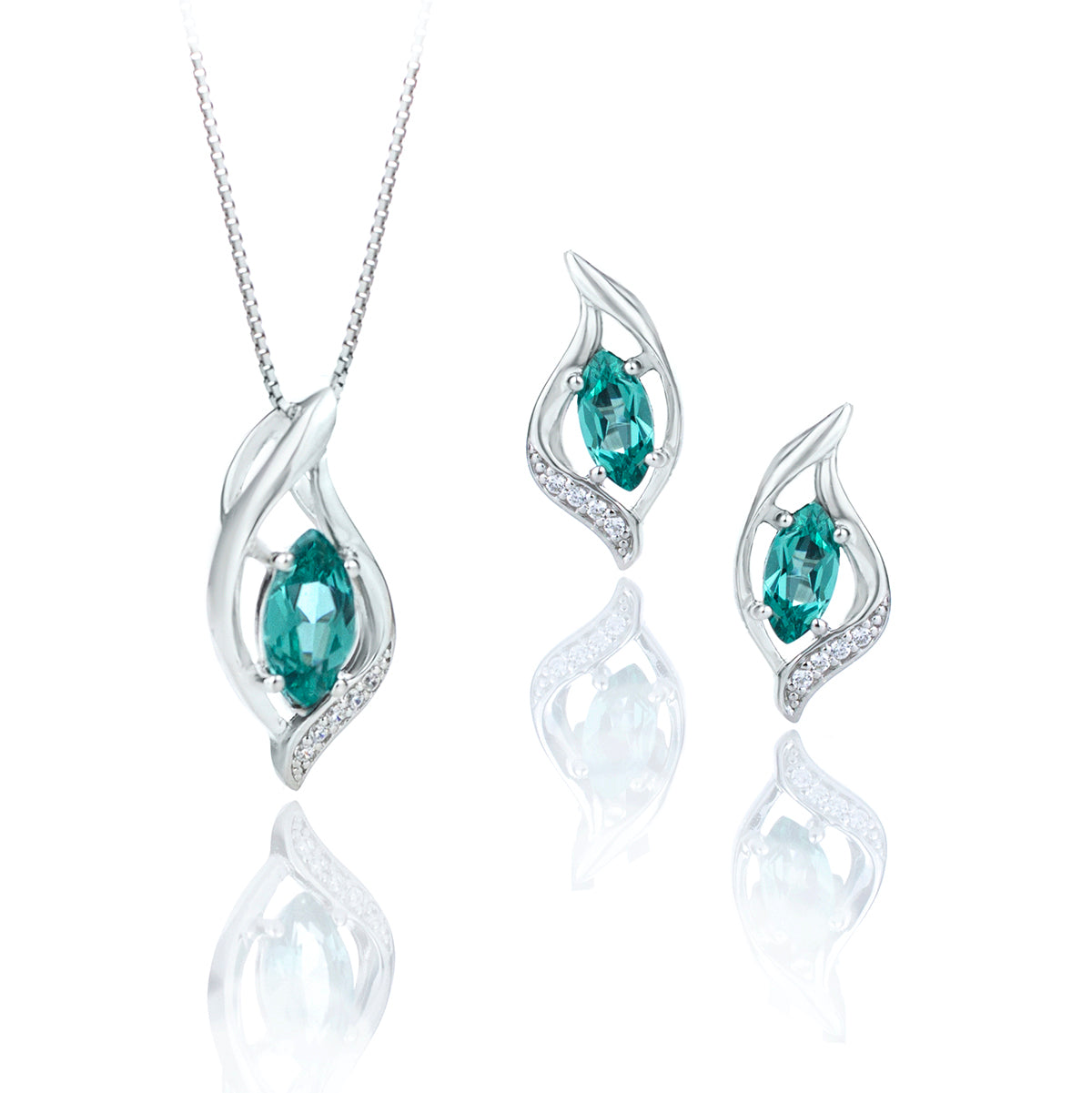 Silver necklace with Nano Tourmaline in turquoise color