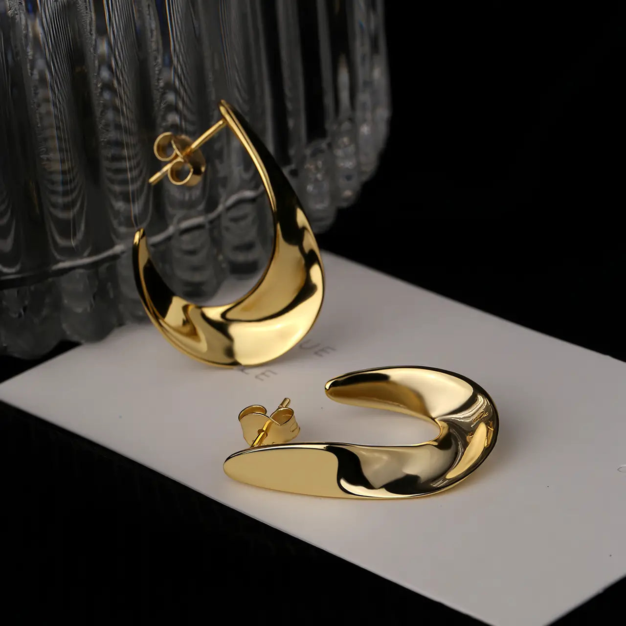 Екстравагантни обици от сребро със златно покритие Gold wave