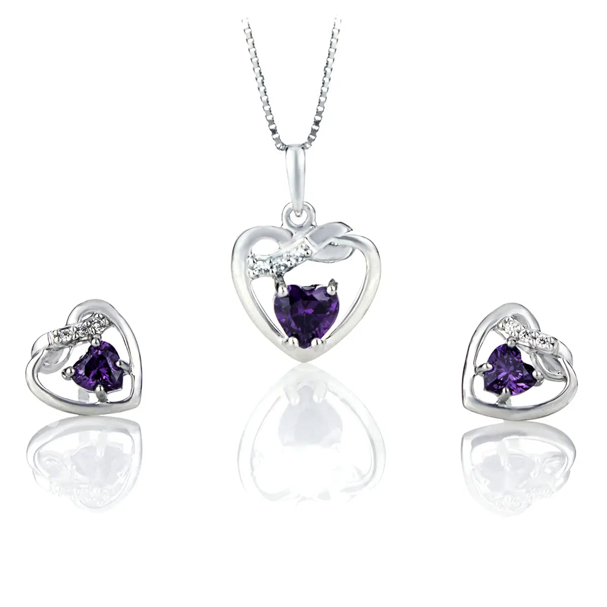 Silver Necklace with Nano Alexandrite Heart Design