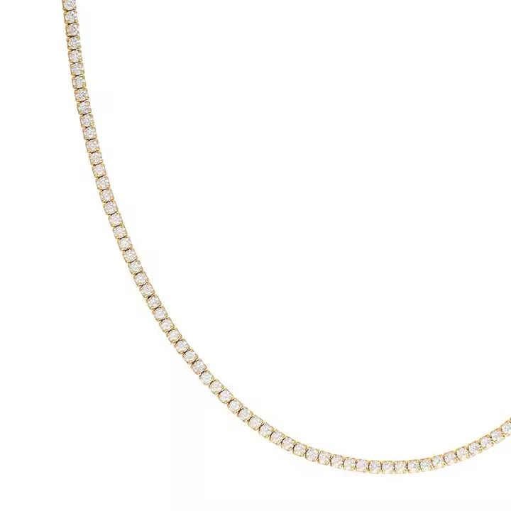 Tennis necklace with round zircons Silver 925