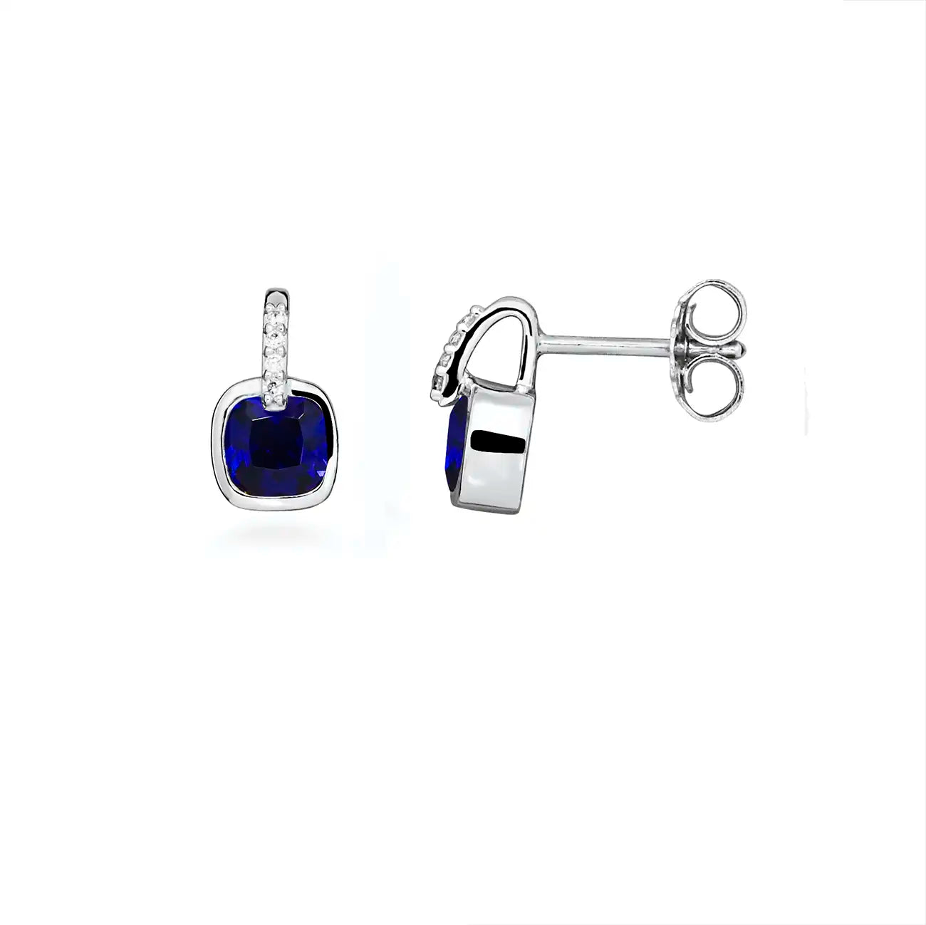 Silver earrings with a delicate design in gray-blue shades