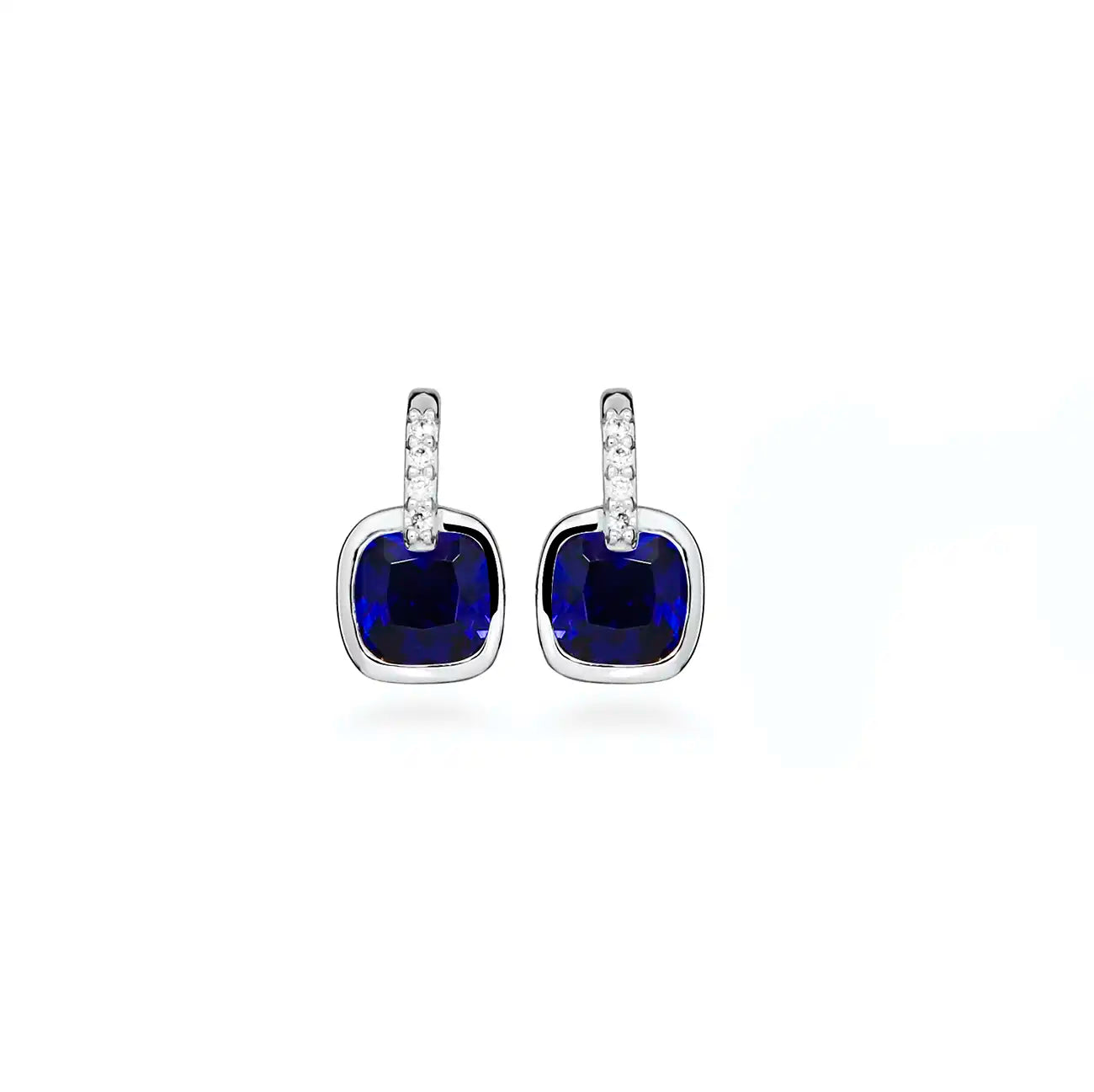 Silver earrings with a delicate design in gray-blue shades