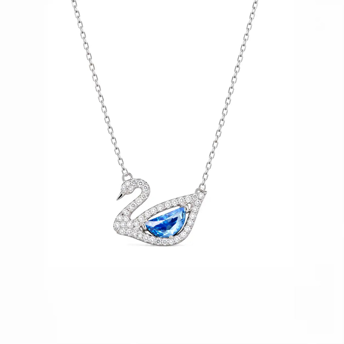 Blue Grace silver swan necklace