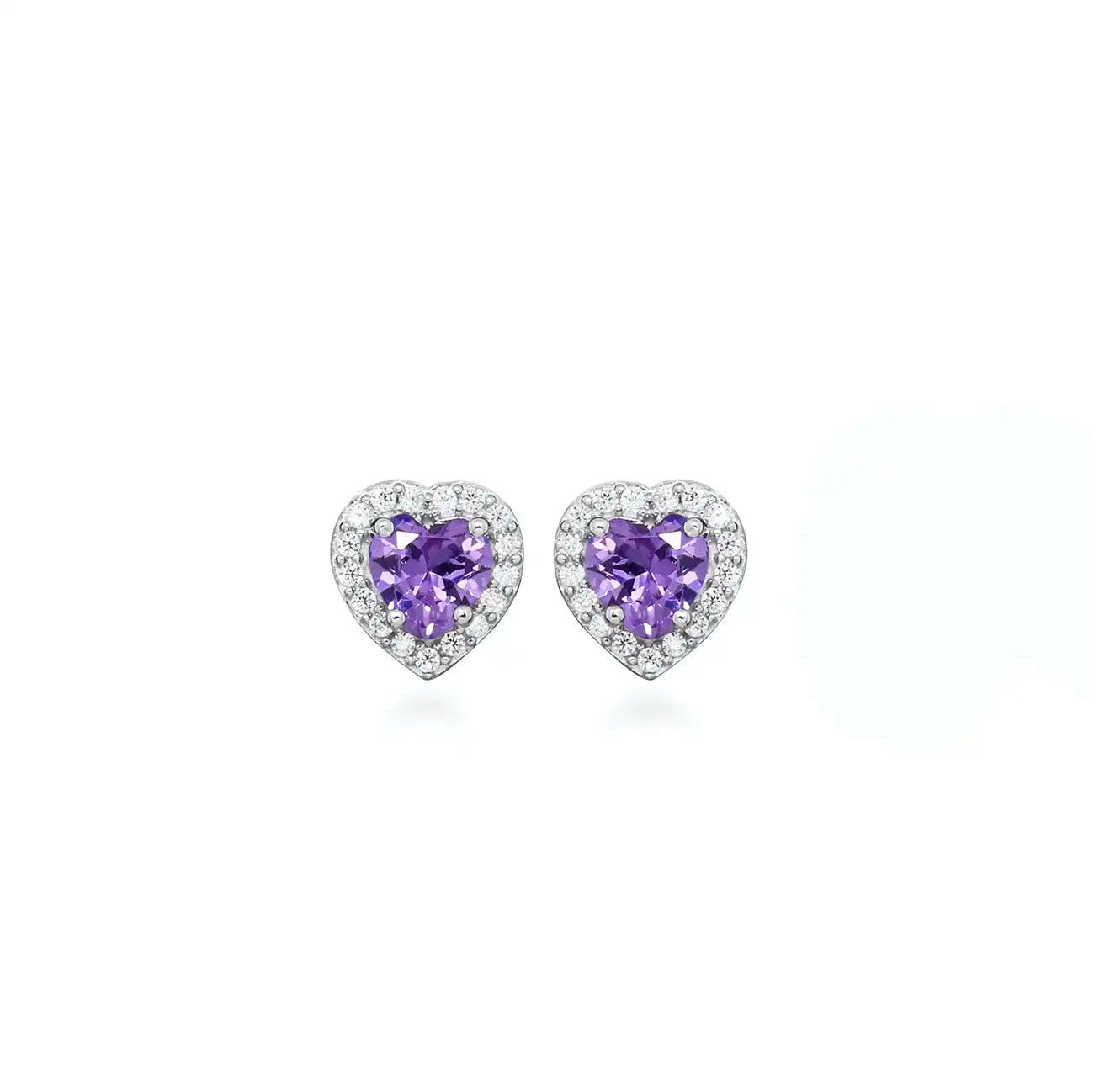 Amethyst Love Earrings with Nano Stones Silver 925