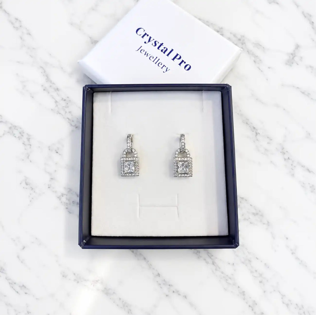 Vintage Padlock Earrings with 18K Rose Gold Plating