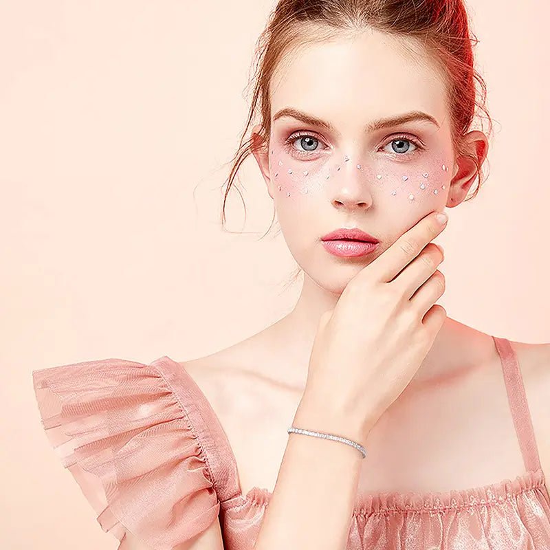 Дамска Сребърна Тенис гривна с 5A кубични цирконии и 18К златно покритие – by Crystal Pro Jewellery