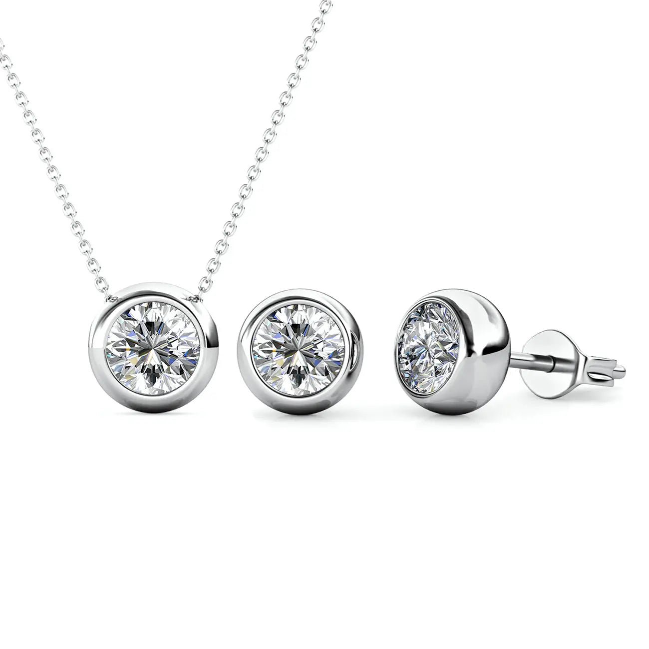 Дамски комплект бижута с 18К покритие бяло злато и премиум кристали – by Crystal Pro Jewellery