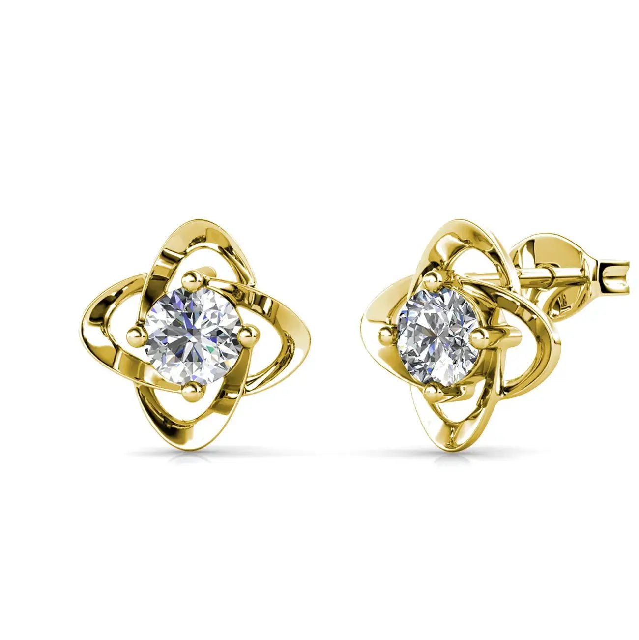 Дамски обици Детелина с 18к покритие розово злато и австрийски кристали – by Crystal Pro Jewellery