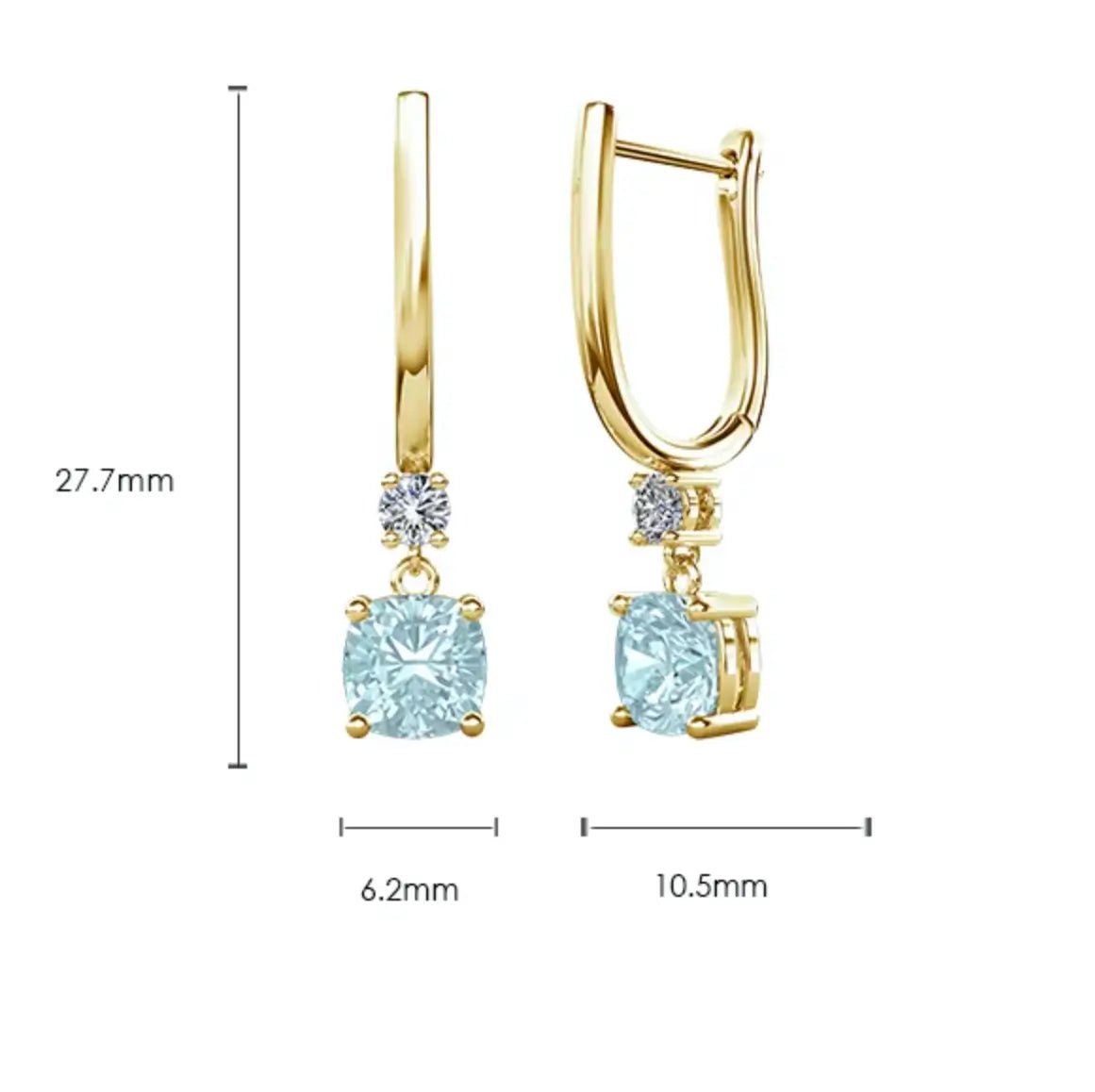 Дамски сребърни обици с натурален Син Топаз – by Crystal Pro Jewellery