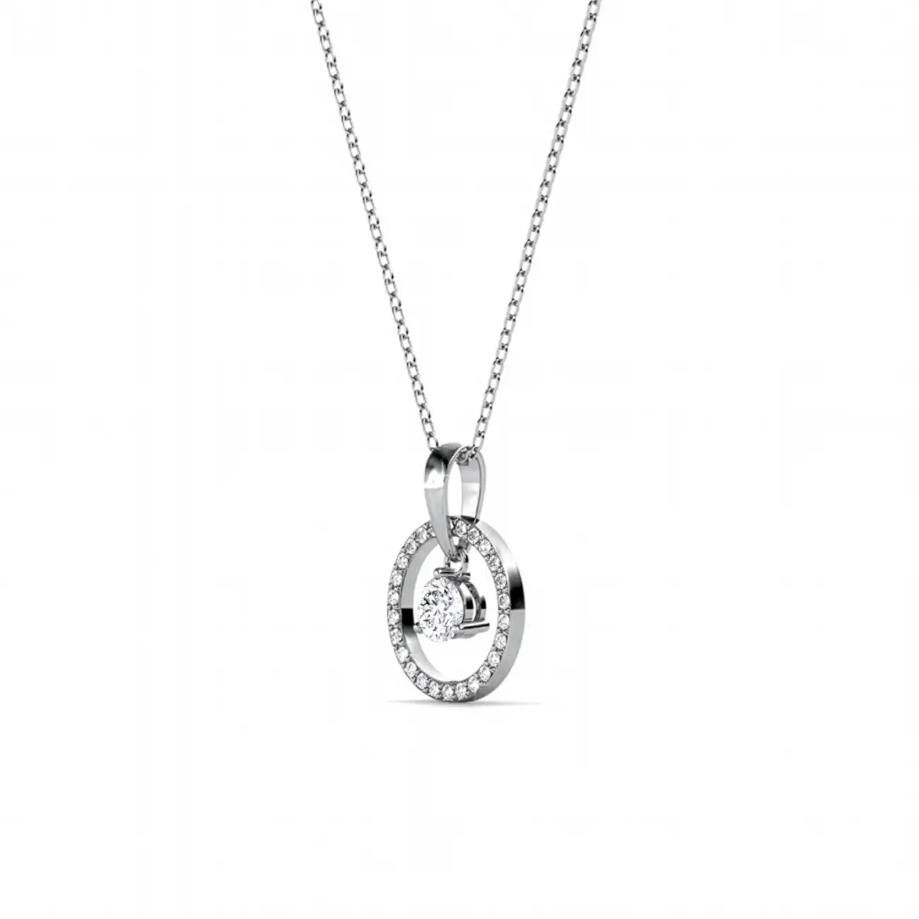 Women's necklace Circle of Light with Austrian crystals Silver 925