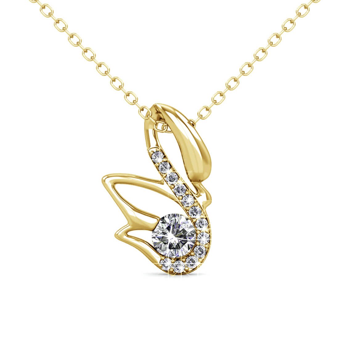 Дамско колие с австрийски кристали Swan Elegance 18К златно покритие – by Crystal Pro Jewellery