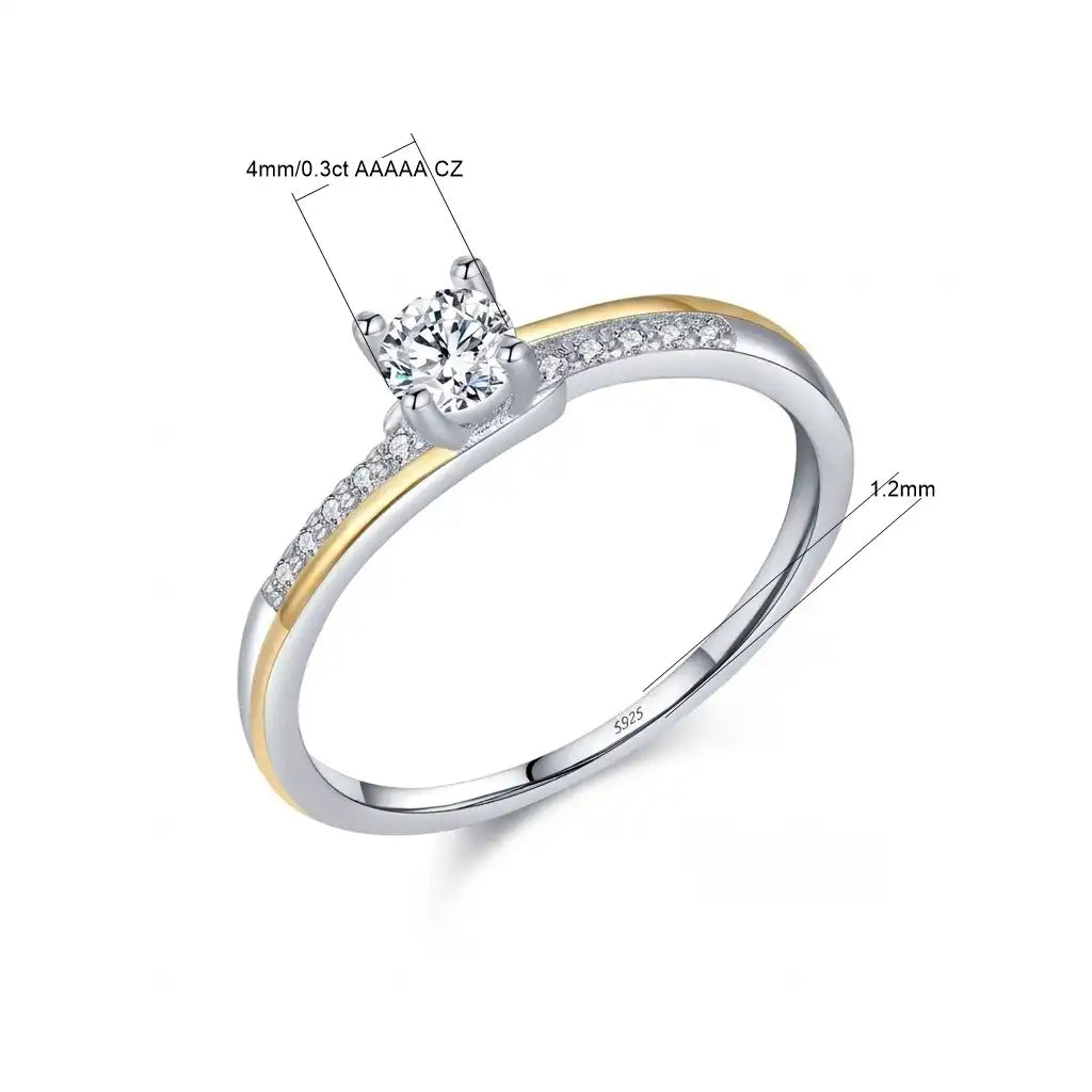 Elegant Two Stones Ring with Zircons Silver 925