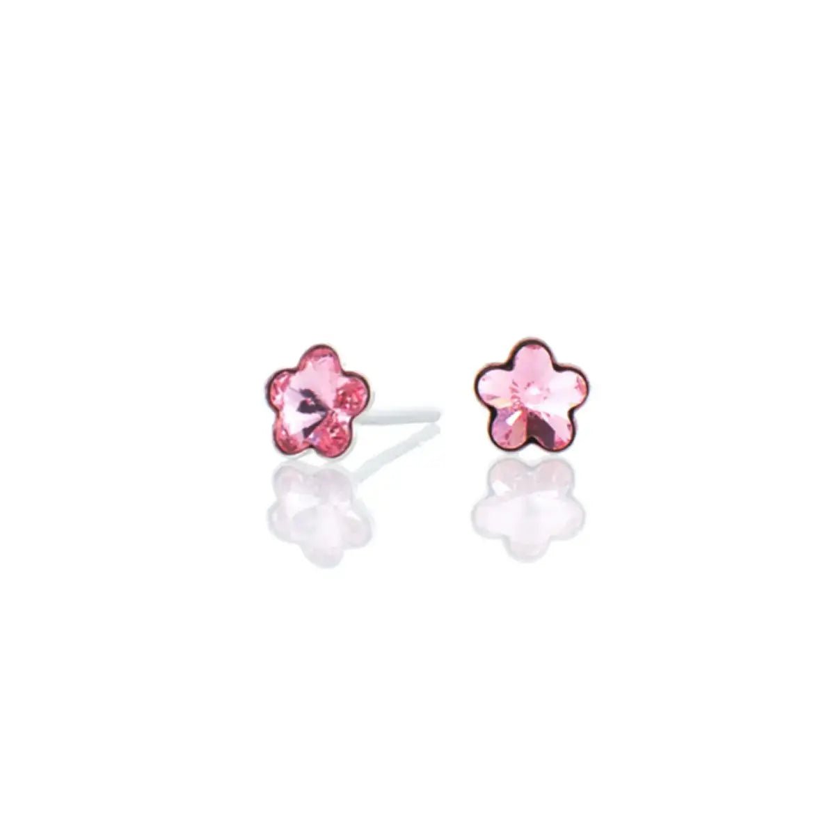 Детски сребърни обеци с кристали в розово – by Crystal Pro Jewellery