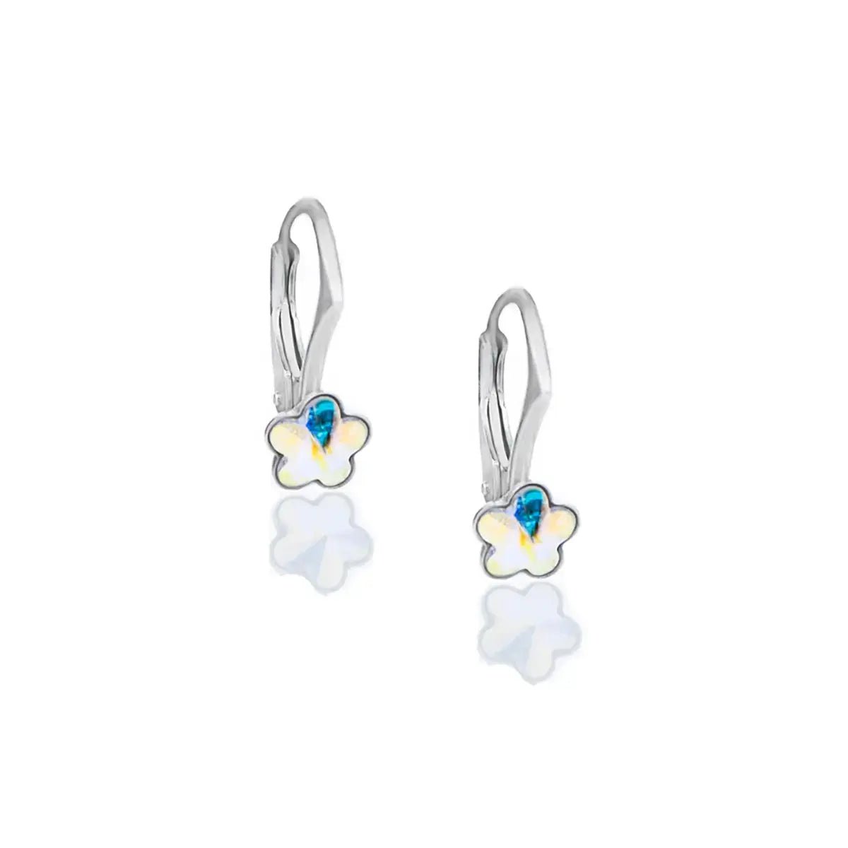 Детски сребърни обици с кристални цветя – by Crystal Pro Jewellery