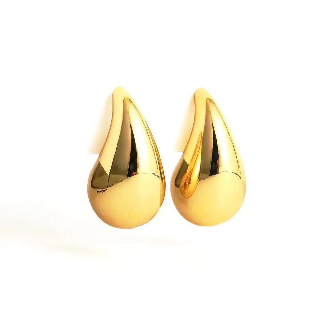 Едри сребърни обици с форма на Водна Капка позлатени – by Crystal Pro Jewellery