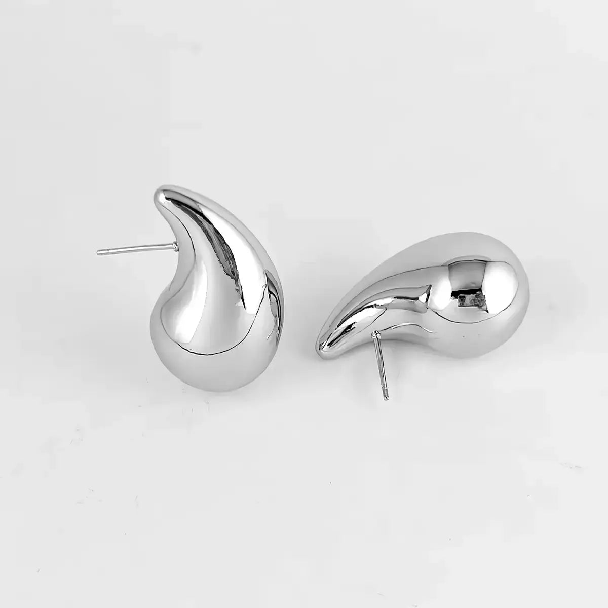 Едри сребърни обици с форма на Водна Капка позлатени – by Crystal Pro Jewellery