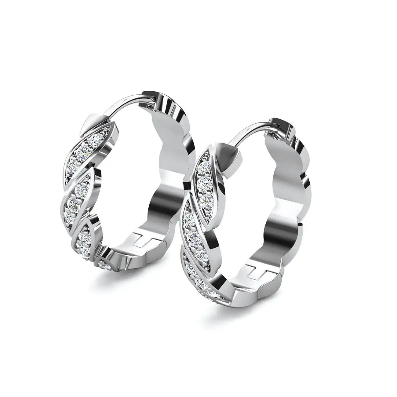 Fine Silver Heart Earrings with Crystals and 18K Rose Gold Plating
