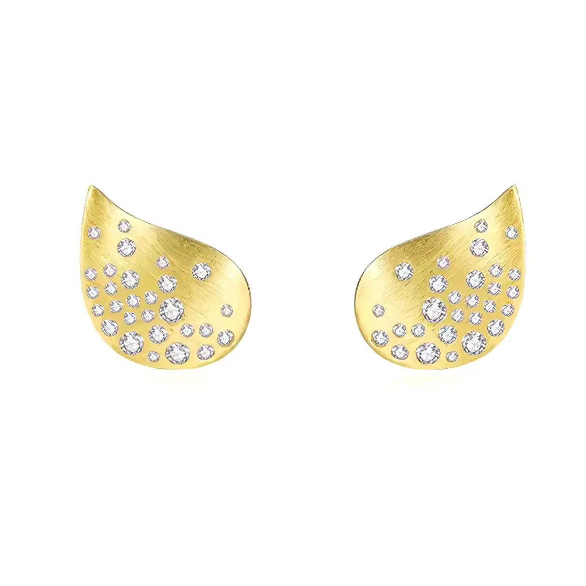 Елегантни позлатени обици Сребро 925 матирани Водна капка – by Crystal Pro Jewellery