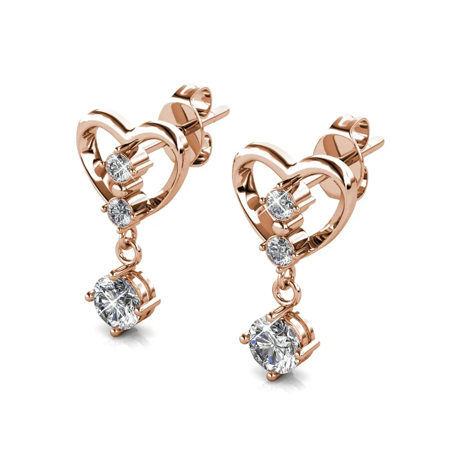 Елегантни сребърни обици Сърце с бляскави кристали – by Crystal Pro Jewellery