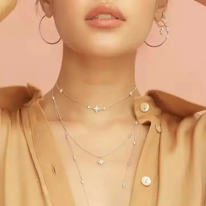 Елегантно колие с луксозен дизайн със звезди Сребро 925 – by Crystal Pro Jewellery