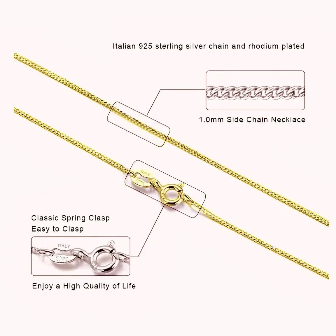 Фина верижка Cuban Link Curb Сребро 925 с 14К златно покритие – by Crystal Pro Jewellery