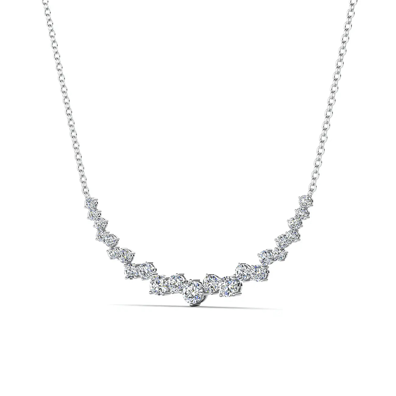 Фино дамско колие с кристали Сваровски и 18К покритие от бяло злато