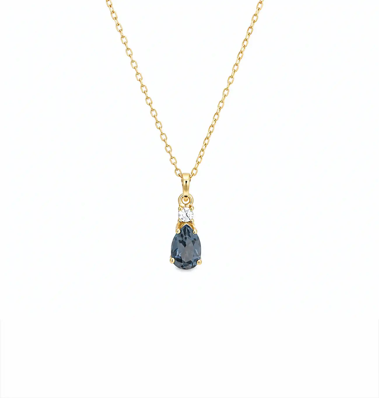 Фино малко позлатено колие Ocean Grey Drop от сребро