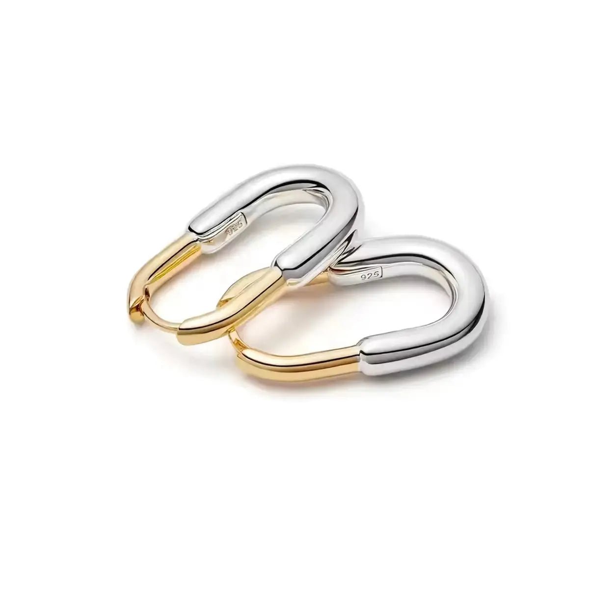 Халки в U - форма с двуцветен дизайн от сребро и злато – by Crystal Pro Jewellery