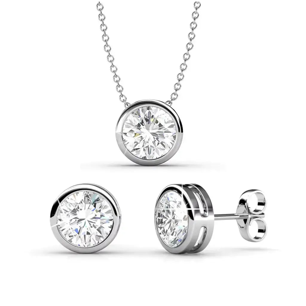 Класическа елегантност Колие и обици с австрийски кристали – by Crystal Pro Jewellery